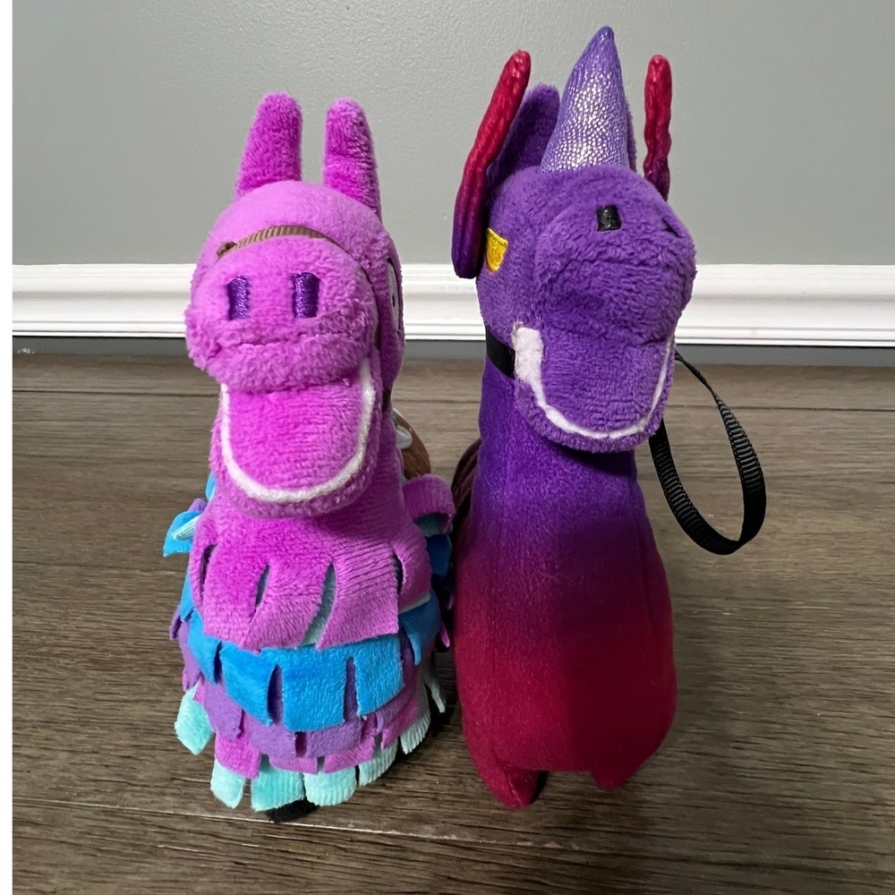 Fortnite Loot Llama and Dark Llama Plush Set Stuffed Animal Toy Lot Purple